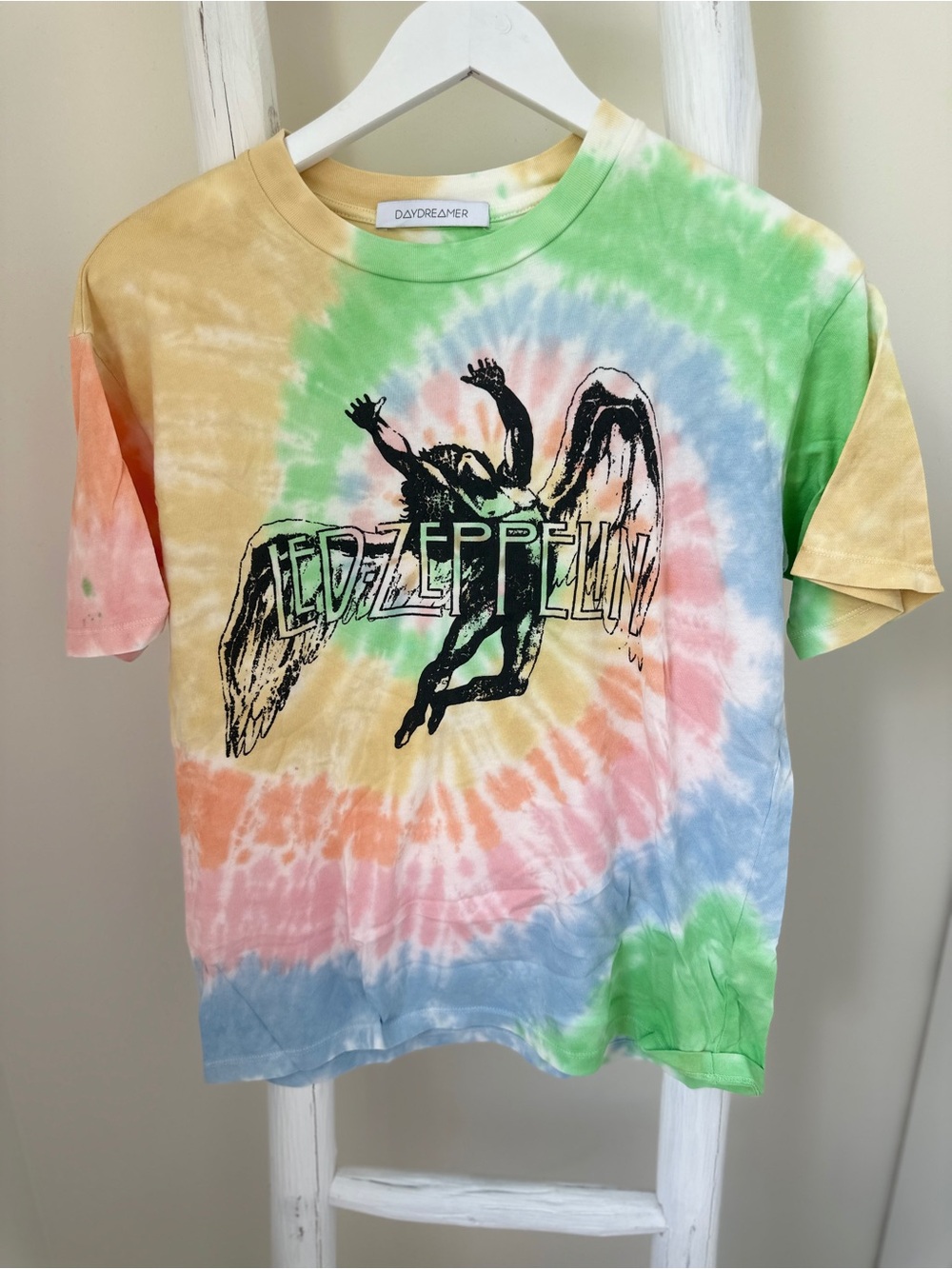Daydreamer Icarus Tie-Dye Weekend Tee Shirt Led Zeppelin in Faded Neons Size XS